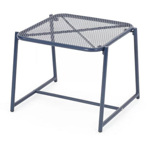 English Elm Elba Outdoor Iron Side Table Geometric Mesh Top Patio Accent for Lounge Seating 65204.00NBLU