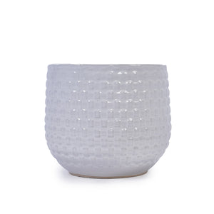 English Elm 3 Pieces Ceramic Flowerpot Set - Elegant Matte White Planters For Modern Home Décor & Gardens W3273P321548