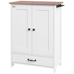 English Elm Pawhut Stylish Dog Feeding Station With Hidden Bowls, Storage Cabinet, Hooks For Medium Dogs, White W2225P249928-GIGA