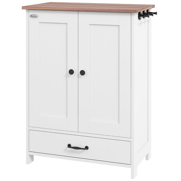 English Elm Pawhut Stylish Dog Feeding Station With Hidden Bowls, Storage Cabinet, Hooks For Medium Dogs, White W2225P249928-GIGA