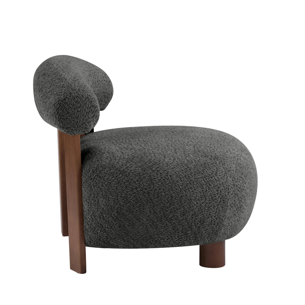 English Elm Christopher Knight Home® - Modern Boucle Accent Chair with Plush Rounded Silhouette, Solid Wood Frame, Cozy Reading Seat Dark Gray,Walnut 29 L x 28.5 W x 21.85 H N776P278240C