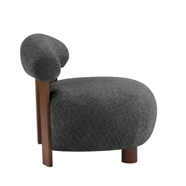 English Elm Christopher Knight Home® - Modern Boucle Accent Chair with Plush Rounded Silhouette, Solid Wood Frame, Cozy Reading Seat Dark Gray,Walnut 29 L x 28.5 W x 21.85 H N776P278240C