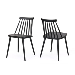 English Elm Christopher Knight Home® - Farmhouse Spindle Back Dining Chairs Set of 2 – Durable Polypropylene Seats, Timeless Country Style, Easy Clean Black 64922.00