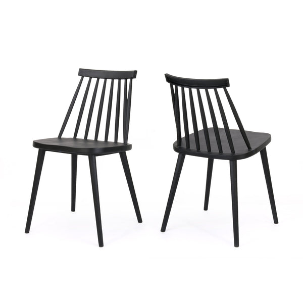 English Elm Christopher Knight Home® - Farmhouse Spindle Back Dining Chairs Set of 2 – Durable Polypropylene Seats, Timeless Country Style, Easy Clean Black 64922.00