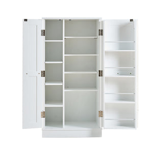 English Elm Kitchen Pantry Storage Cabinet White - Freestanding MDF Pantry with 5 Adjustable Shelves & Door Organizers, Compact 23.6"W x 15.75"D x 46.8"H W3417P315037