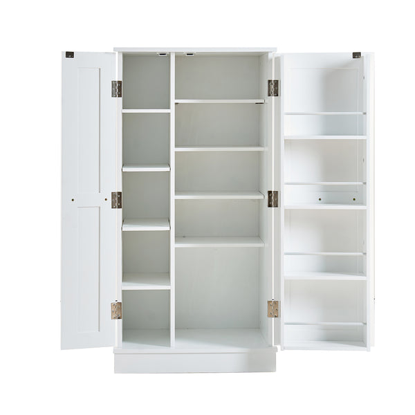 English Elm Kitchen Pantry Storage Cabinet White - Freestanding MDF Pantry with 5 Adjustable Shelves & Door Organizers, Compact 23.6"W x 15.75"D x 46.8"H W3417P315037