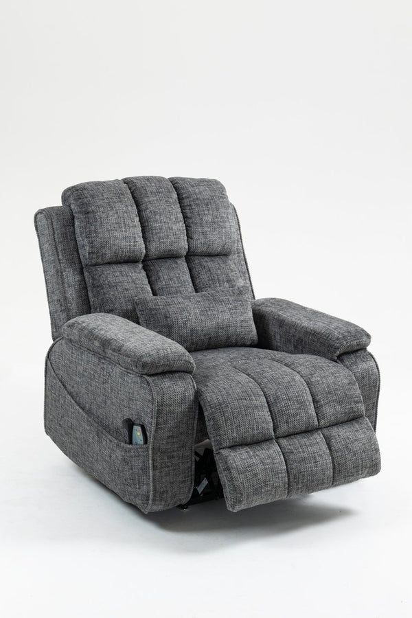 English Elm Oversized Power Lift Recliner Chair with Massage Heating and Usb Charging for Living Room Grey W547S00071