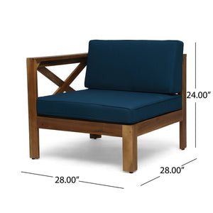 English Elm Christopher Knight Home® - ALCOVE Handcrafted L-Shape Sofa Set with Acacia Wood Frame, Water-Resistant Cushions, Ottoman Table Included Teak 63714.00DT