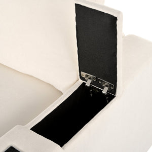 English Elm U-style Modular Sofa with Storage, USB & Wireless Charging, Built-In Bluetooth Speakers, Compact Luxe Seating Beige WY000413AAA