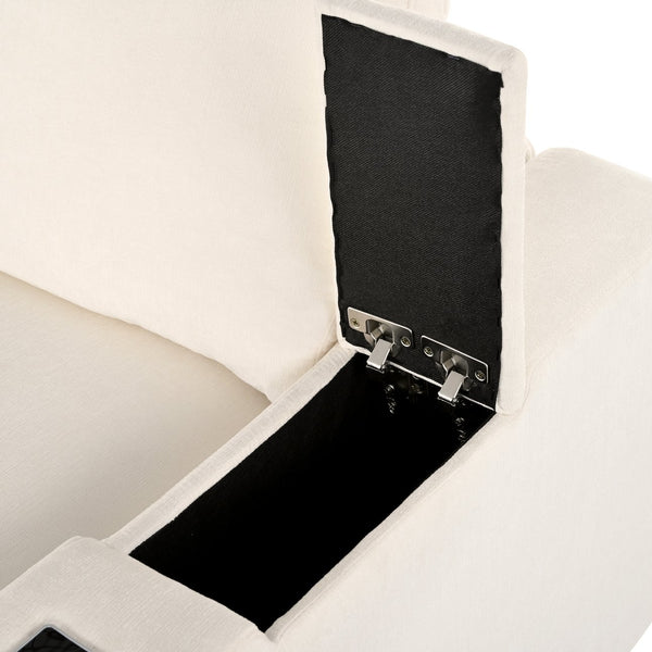 English Elm U-style Modular Sofa with Storage, USB & Wireless Charging, Built-In Bluetooth Speakers, Compact Luxe Seating Beige WY000413AAA