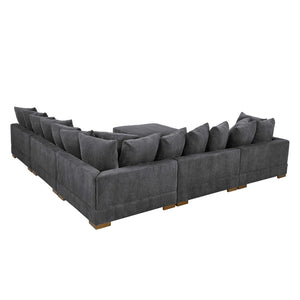 English Elm Large Corduroy Modular Sectional Sofa Sleeper with Ribbed Texture for Open Living Dark Gray B2748S00010