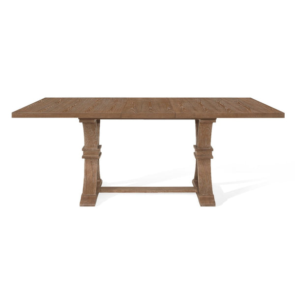 English Elm 63.00"-78.75" Extendable Farmhouse Dining Table Rubberwood X-frame Base Seats Eight Natural N771P347924G_N771P347925G