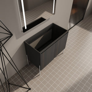 English Elm 36" Freestanding Bathroom Vanity Cabinet, Slim 37x21x6.3" Storage Console with Soft-Close Doors, KD Package Excluding Sink W1972P243177