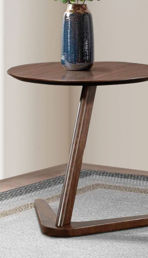 English Elm Modern Solid Walnut Accent Side Table Mid-Century Modern 19.5" Compact Round End Table Durable Elegance B2741P351967
