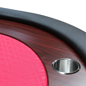 English Elm 96" Folding Poker Table Seats 10 with Felt Surface Wooden Racetrack and Steel Cup Holders W2748S00040