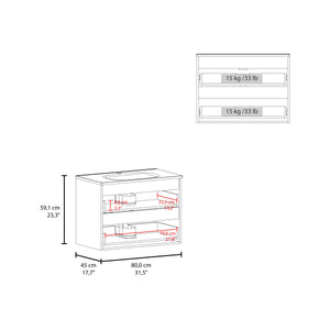 English Elm White Floating Vanity Wall-Mounted with Two Deep Drawers and Integrated Sink — Bright Sleek Modern Storage B062P355537
