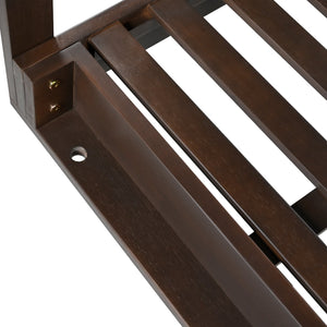 English Elm TOPMAX Acacia Wood Porch Swing Bed with 96" Hemp Ropes, Open-Side Minimalist Patio Lounger, 350lb Capacity Brown N717P265860D