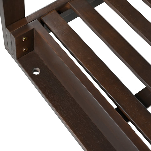 English Elm TOPMAX Acacia Wood Porch Swing Bed with 96" Hemp Ropes, Open-Side Minimalist Patio Lounger, 350lb Capacity Brown N717P265860D