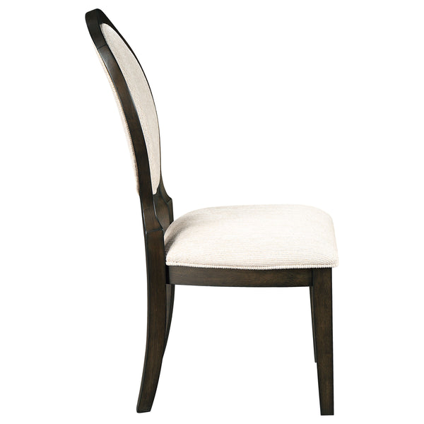 English Elm Fulton Dark Cocoa Oval Back Dining Side Chair Set of 2 — Cream Chenille Upholstery, Elegant Curves, Sturdy Wood Frame B062P375552