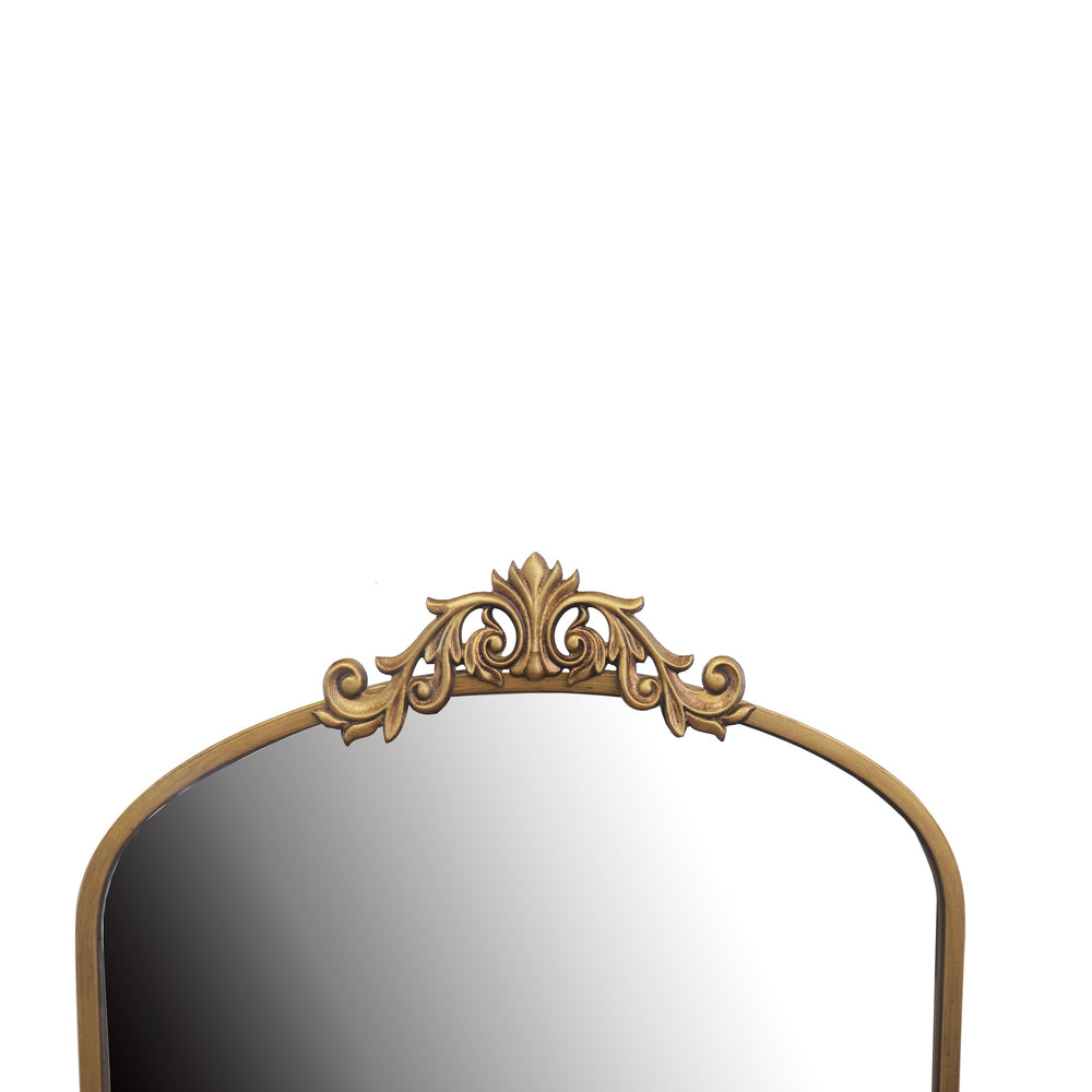 English Elm Wall 43x24 Inch Ornate Arch Mirror Antique Bronze Baroque Metal Frame Vintage Dressing Mirror for Entryway Elegance W1435P248711