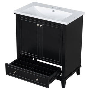 English Elm 30" Bathroom Vanity With Sink Combo - Modern Black Cabinet, Spacious Storage & Durable Design SY999606AAB-6