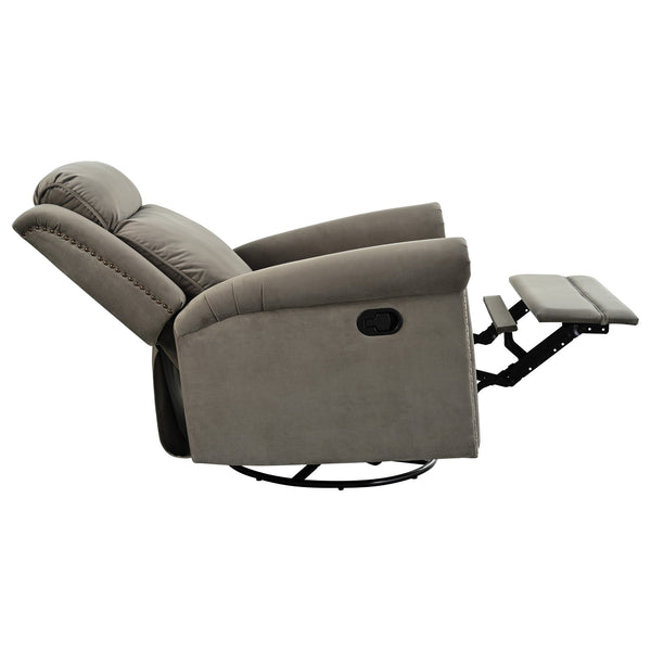 English Elm Christopher Knight Home® - 360° Swivel Recliner Plush Velvet Manual Rocker with Infinite Recline Support for Living Room Comfort Light Brown N763P202666F
