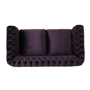 English Elm Christopher Knight Home® - LOVESEAT Plush Velvet Tufted Diamond Stitch with Nailhead Trim and Scrolled Arms for Luxe Comfort Black Berry 63045.00NVLTBLKBRY
