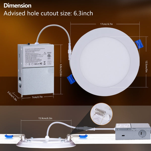 English Elm 6 Pack Slim Canless Wafer Ceiling Lights Dimmable 5cct Selectable for Any Room W2312P416004