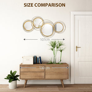 English Elm HOMCOM 3D Gold Metal Wall Art with Mirrors – Modern Hollow-Out Sculpture 46.9"x23.8" Ready-to-Hang W2225P200519