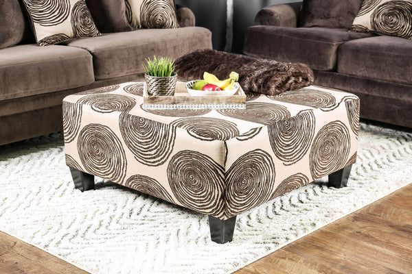 English Elm Transitional Oversized Brown Patterned Square Ottoman – Versatile Coffee Table & Extra Seating Solution B2741P356309-GIGA