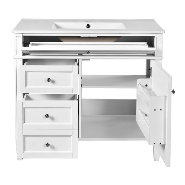 English Elm 36'' Modern Bathroom Vanity With Ceramic Sink, Soft-Close Drawers, Ample Storage & Elegant Design N710P230246K