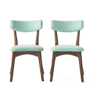 English Elm Caleb Mid Century Upholstered Dining Chairs Rubberwood Tapered Legs Set of 2 Mint,Walnut N768P379763M