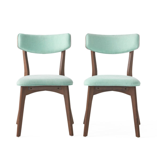 English Elm Caleb Mid Century Upholstered Dining Chairs Rubberwood Tapered Legs Set of 2 Mint,Walnut N768P379763M