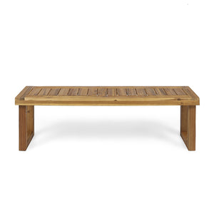 English Elm Nestor Solid Acacia Outdoor Bench Set of Two Slatted Natural Wood Patio Seating 63892.00