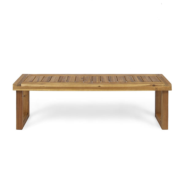 English Elm Nestor Solid Acacia Outdoor Bench Set of Two Slatted Natural Wood Patio Seating 63892.00