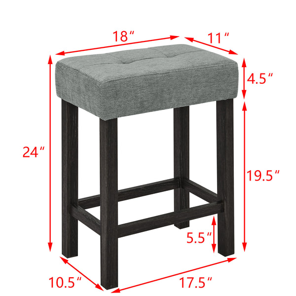 English Elm 59 Inch Bar Table with Built-In Power Outlet and 3 Upholstered Stools, Sturdy MDF & Solid Wood Design for Kitchen Dining Living Room Black W2972P277847