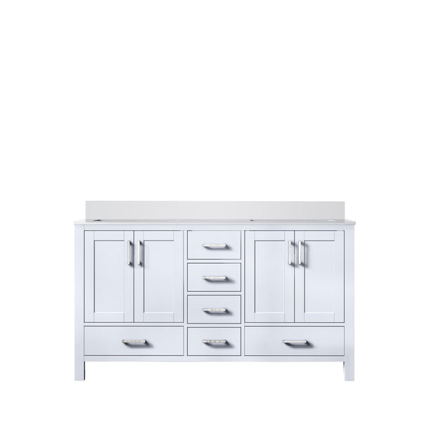 English Elm White Double Bath Vanity With Cultured Marble Top - Elegant Design & Ample Storage, 60" W X 22" D B2731P259073-GIGA