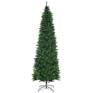 English Elm Homcom 9Ft Tall Slim Pencil Artificial Christmas Tree With 1298 Branches & Auto-Open Design, Green W2225P249652