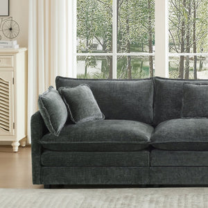 English Elm 2 Piece Chenille Upholstered Sofa and Chair Set Modular Living Room Seating Suite W714S00984