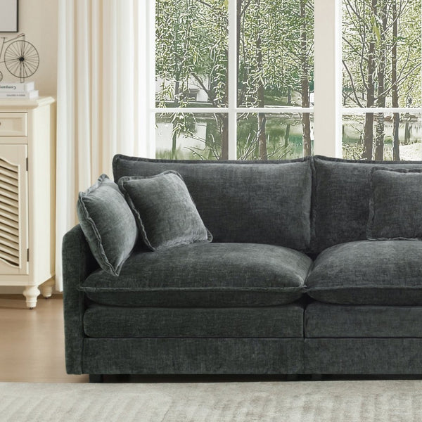English Elm 2 Piece Chenille Upholstered Sofa and Chair Set Modular Living Room Seating Suite W714S00984