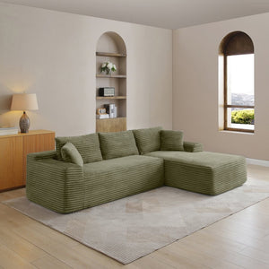 English Elm 105'' Modular Cloud Sectional Sofa Deep Seat Corduroy Upholstered L-shape Living Room W1117S00330