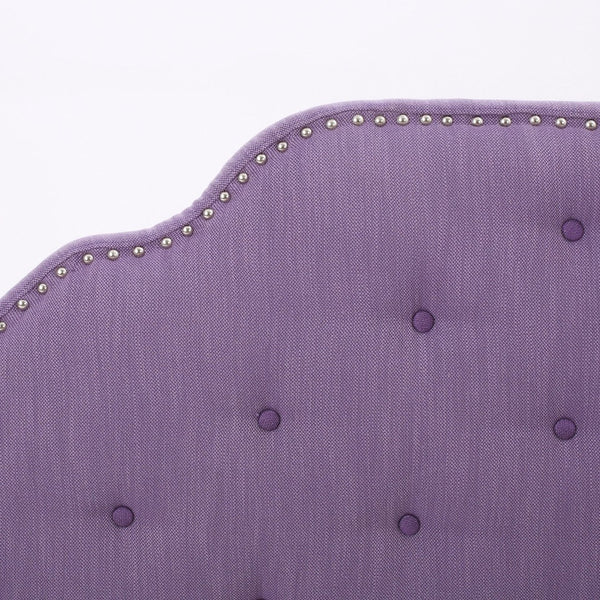 English Elm Tufted Queen Headboard with Nailhead Trim Solid Wood Frame and Adjustable Metal Legs Light Purple 57877.00LPUR