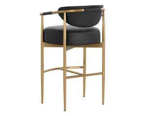 Sunpan Heloise Barstool - Elegant Faux Leather Upholstery With Gold Stainless Steel For Chic Dining Spaces Black Faux Leather 111932