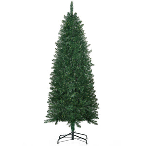 English Elm Homcom 6' Slim Fir Christmas Tree - Realistic Branches, Space-Saving Design, Easy Setup & Storage W2225P249625