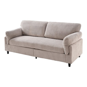 English Elm 82.6" Corduroy Mid-century Loveseat Ribbed Fabric Sofa Solid Wood Tapered Legs 2 Seater Camel W5515P488385