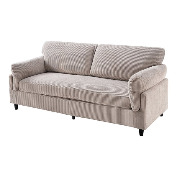 English Elm 82.6" Corduroy Mid-century Loveseat Ribbed Fabric Sofa Solid Wood Tapered Legs 2 Seater Camel W5515P488385