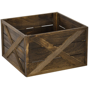 English Elm Homcom Rustic Wooden Christmas Tree Collar Box, 24" Farmhouse Decor For Holiday Charm & Safety W2225P229440