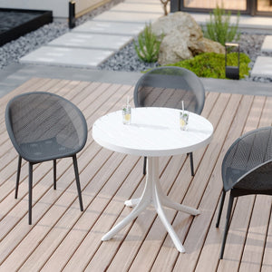 English Elm Summer Outdoor Bistro Set Uv Resistant Polypropylene Slatted Chairs and Round Patio Table Warm Grey,White W3450S00018