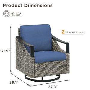 English Elm Outdoor Pe Wicker Lounge Chair Set of 2 with Deep Cushioned Seats for Patio Decks Blue T3773P416060