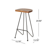 Christopher Knight Home® - Noble House - Royston Handcrafted Modern Industrial Wood Bar Stools, Natural and Black - Set of 2